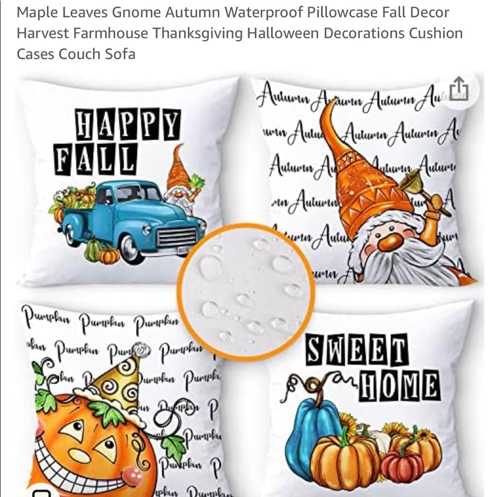Fall/Halloween. Set of 4 18x18 throw pillow pillow case covers